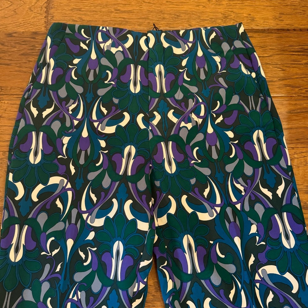 MNG Mango Pantalon 312 Hailey Straight Leg Trouser Pants in 70s Retro Print Sz 8 - Picture 7 of 14
